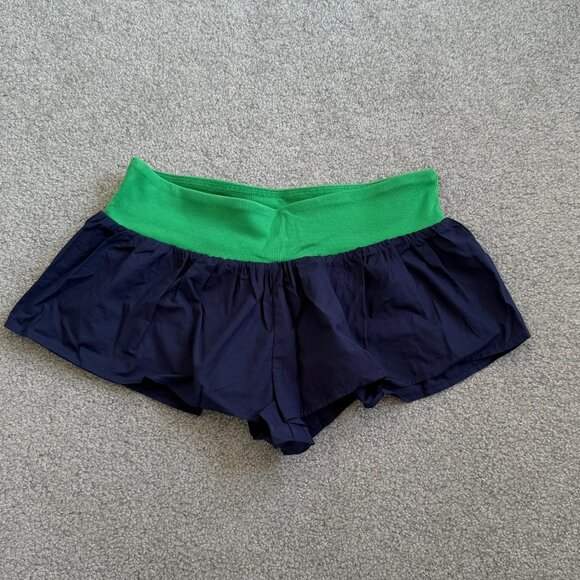 Anthropologie Colorblock Micro Shorts in Navy Green Summer Athleisure NWT Sz MED - Picture 1 of 4
